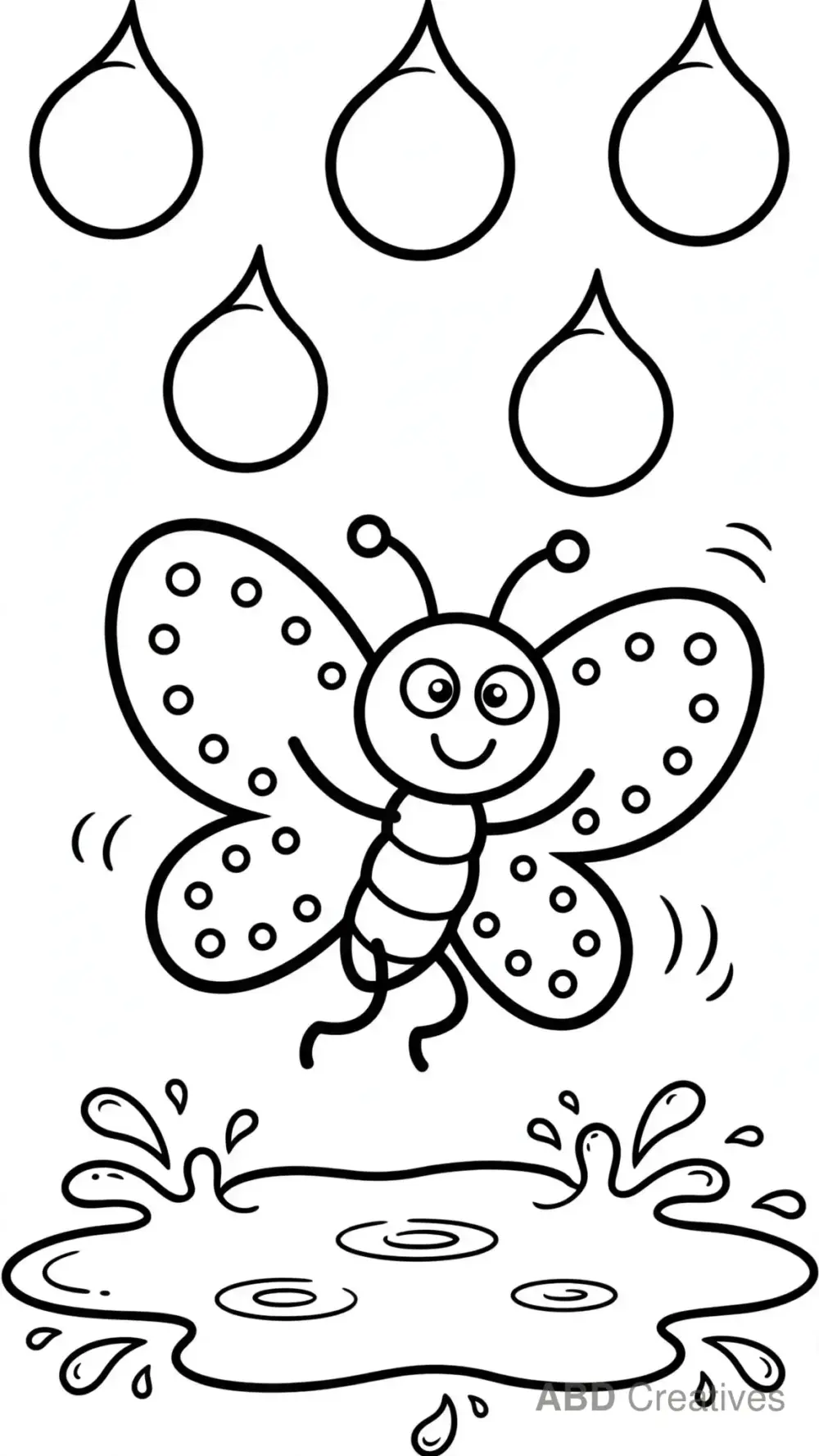 Butterfly Dancing in the Rain Coloring Page