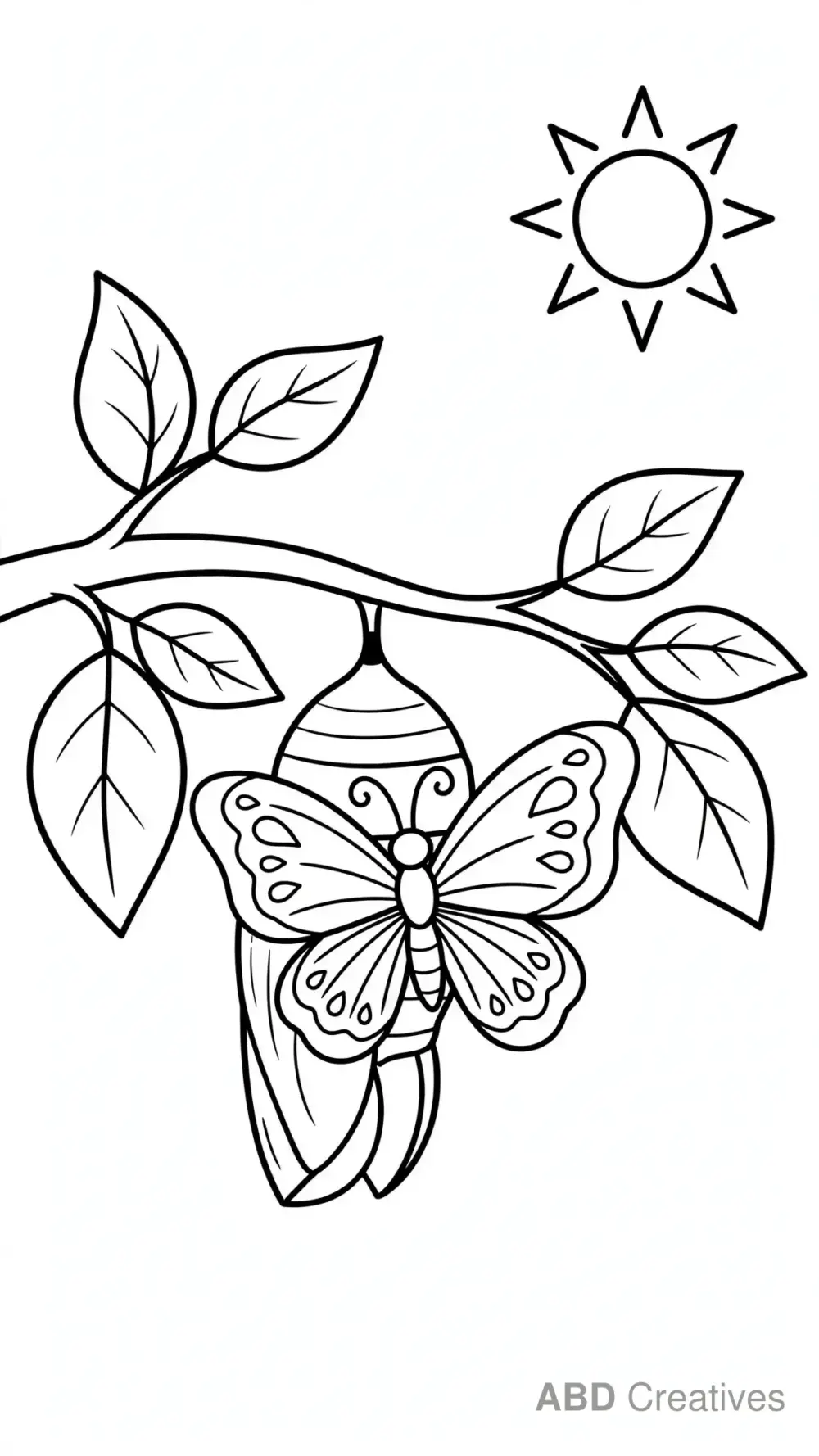 Butterfly Emerging from Chrysalis Coloring Page