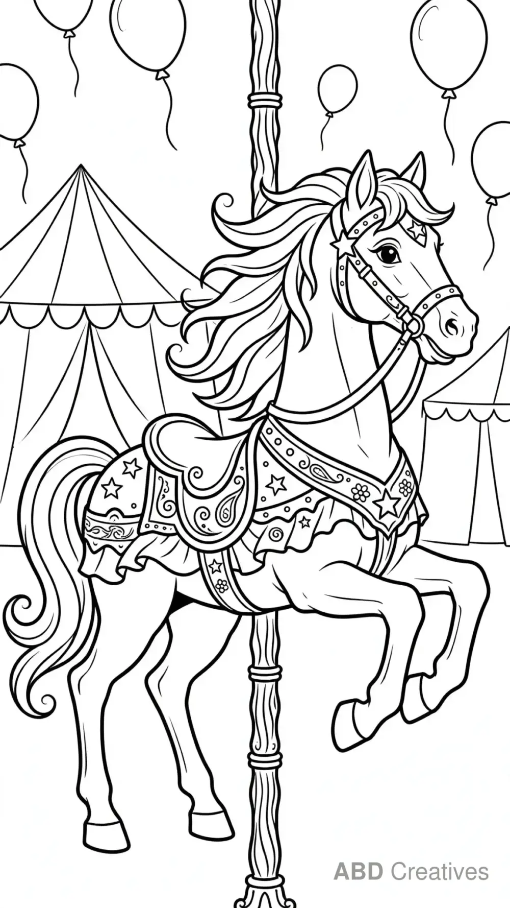 Carousel Horse at the Fair Coloring Page