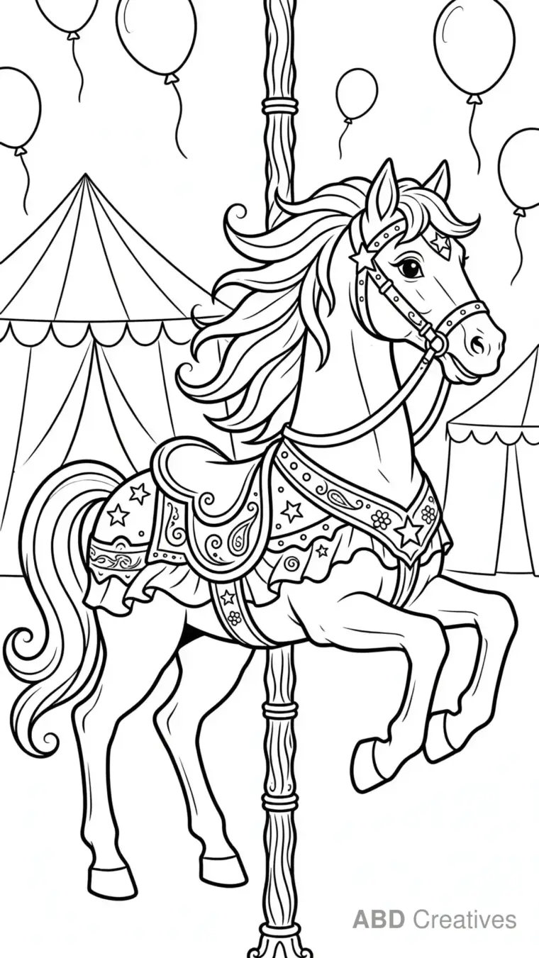Carousel Horse at the Fair Coloring Page