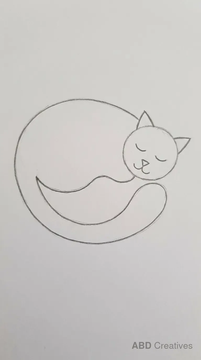 Sleeping Cat Curled in a Circle