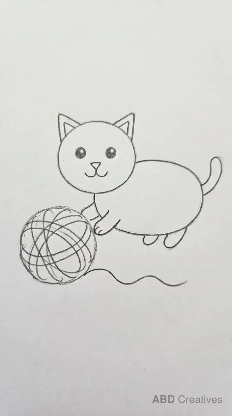 Cat Playing with a Ball of Yarn