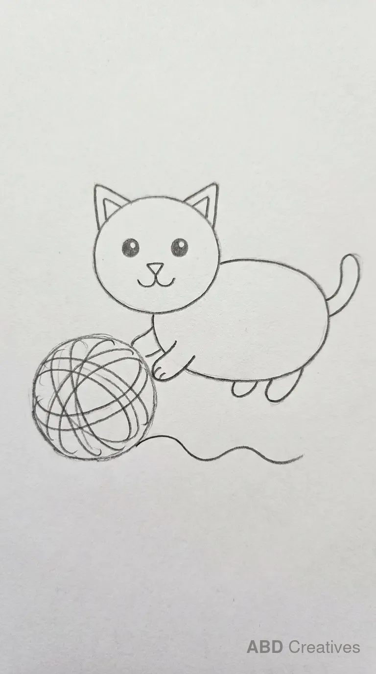 Cat Playing with a Ball of Yarn