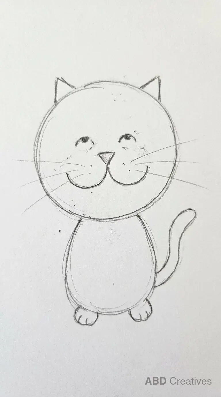 Round Fluffy Cat Sitting