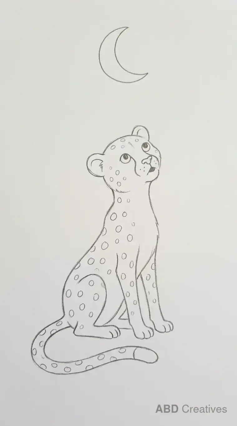Cheetah Looking at Crescent Moon