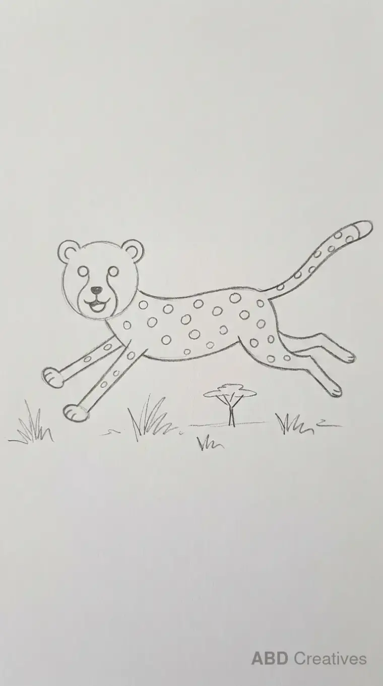 Cheetah Running on Plain Paper
