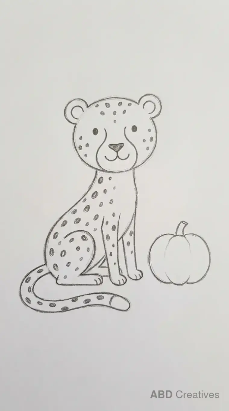 Cheetah Sitting Beside Pumpkin