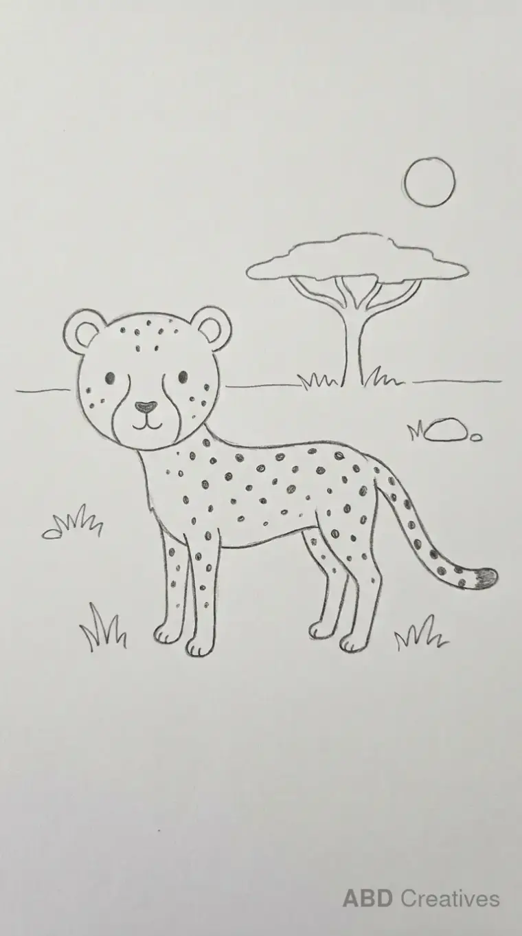 Cheetah Standing in Safari Scene