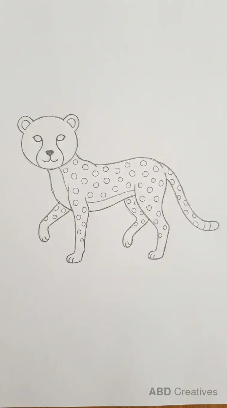 Cheetah Walking Pencil Drawing