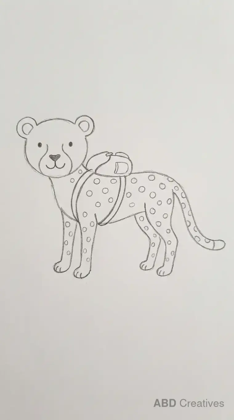 Cheetah Wearing Backpack Pencil Drawing 2