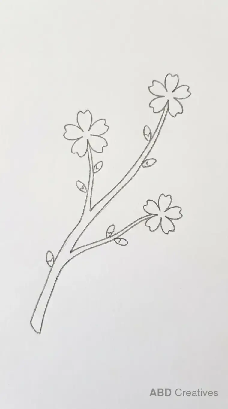 Cherry Blossom Branch with Three Blooms