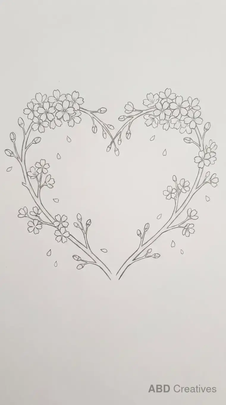 Cherry Blossom Heart Silhouette