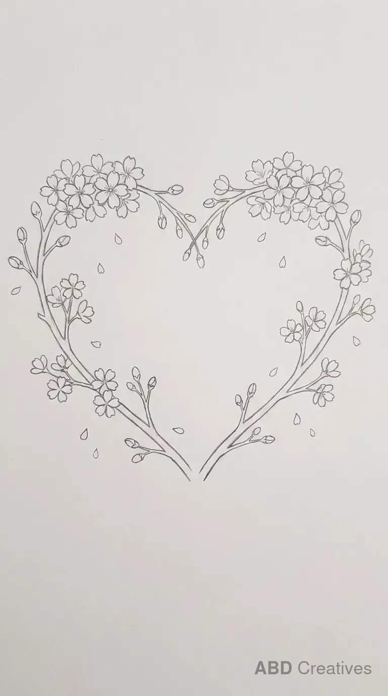 Cherry Blossom Heart Silhouette