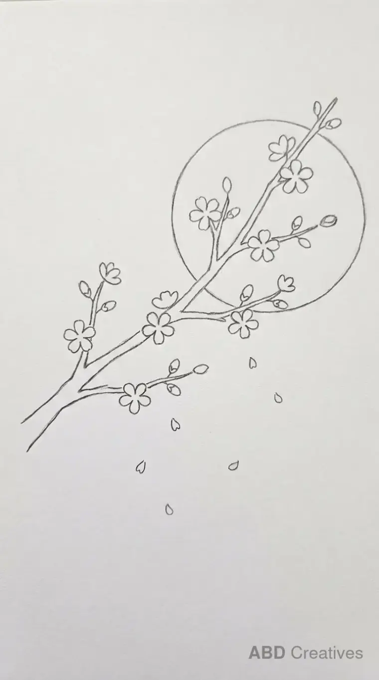 Cherry Blossom with a Large Moon Behind