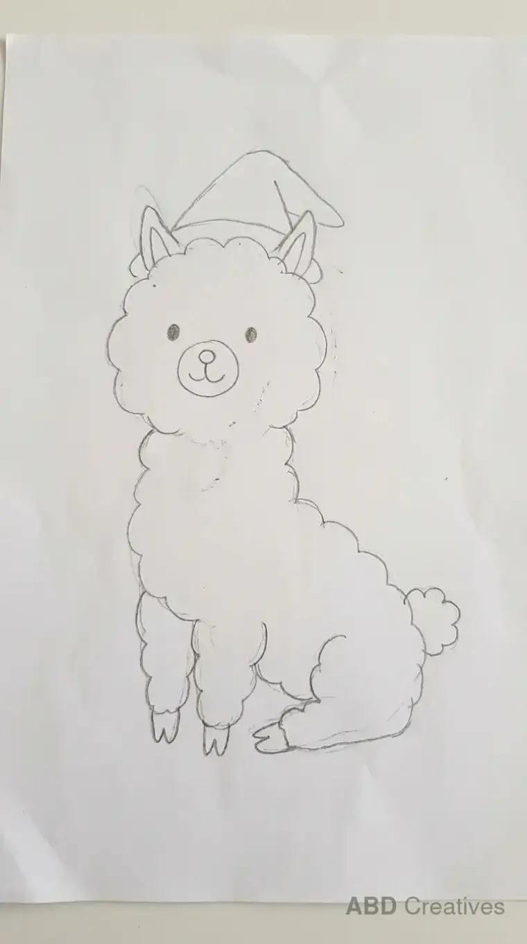 Child Drawing Alpaca Wearing Hat