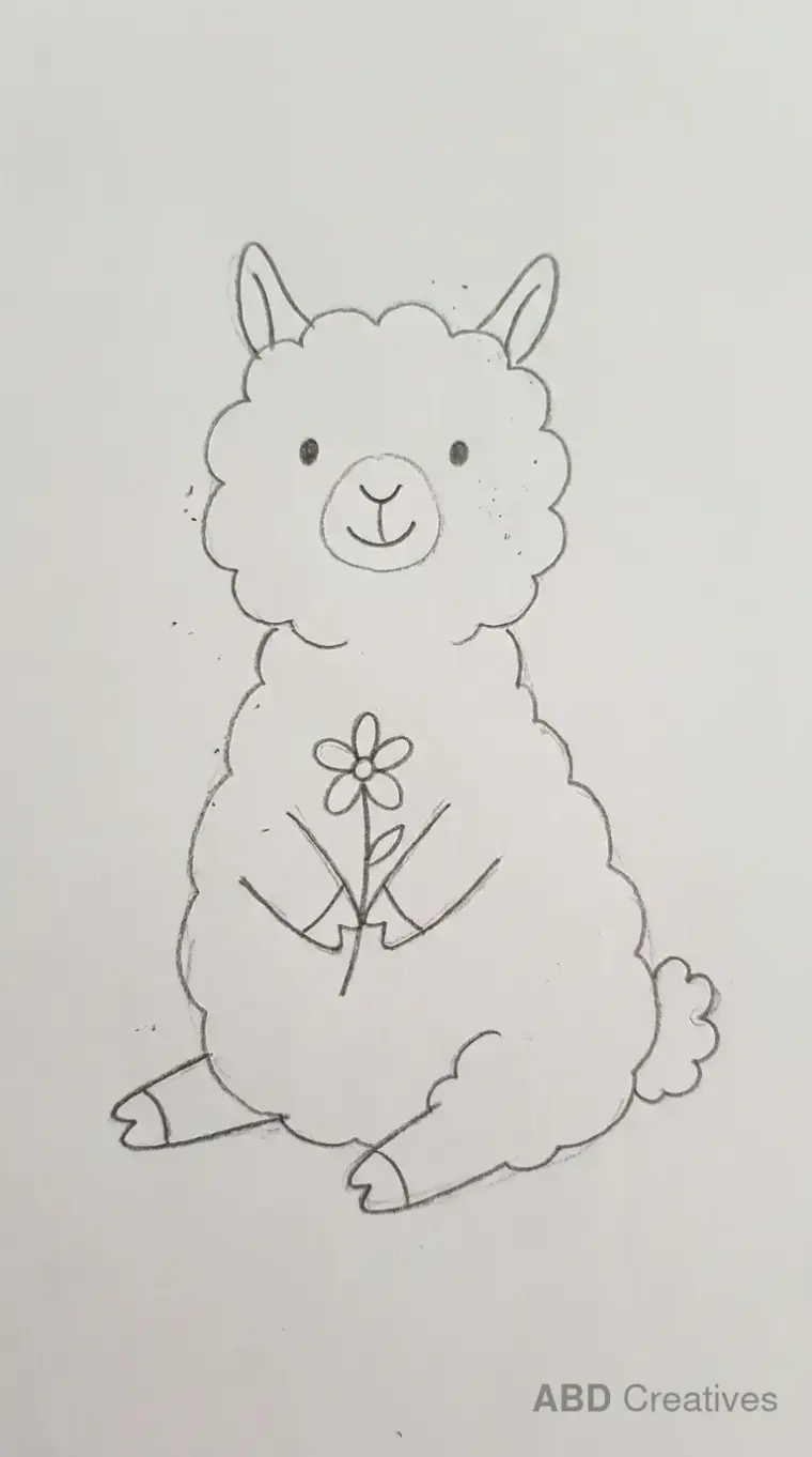 Child Drawing Alpaca With Flower Crown