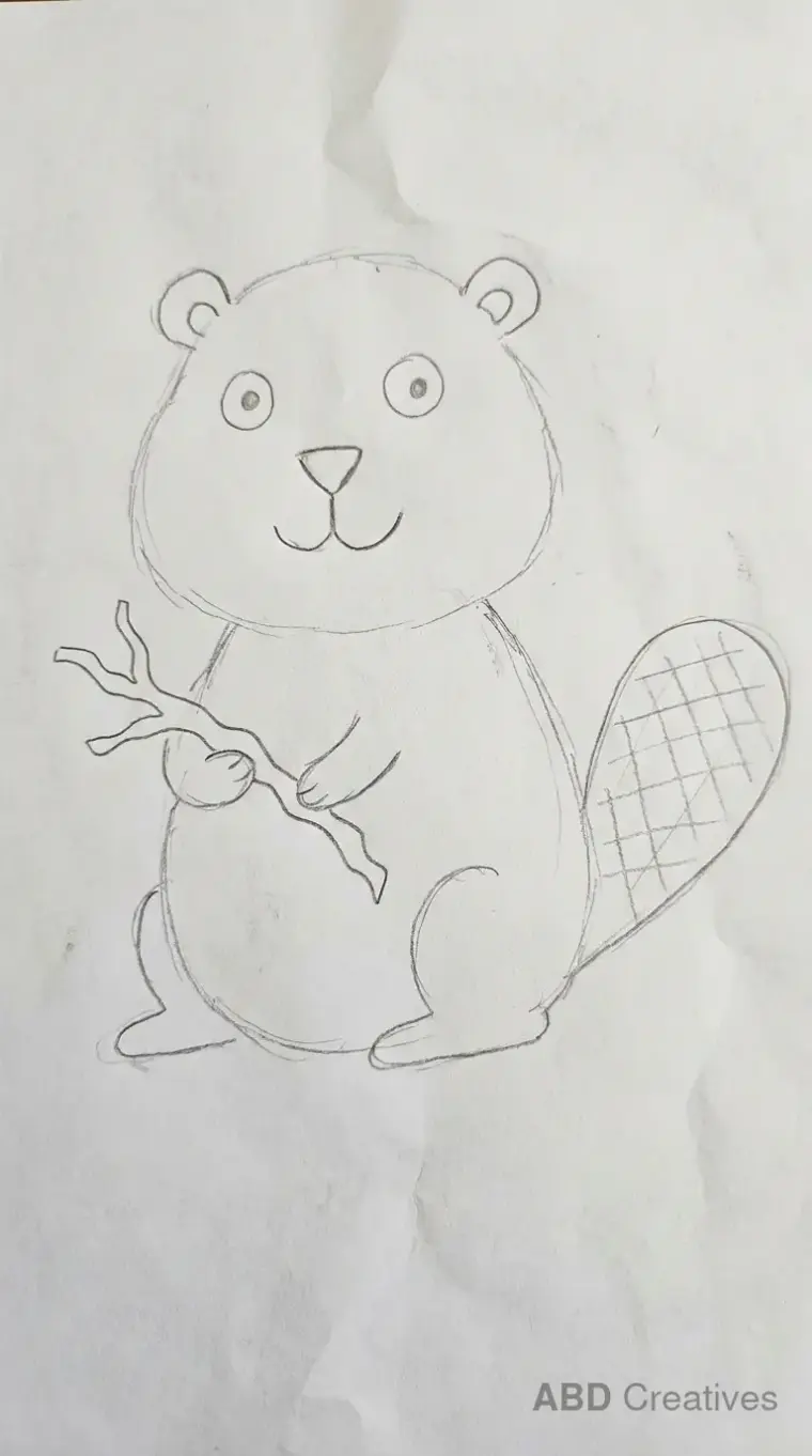Beaver Holding Branch Child Drawing
