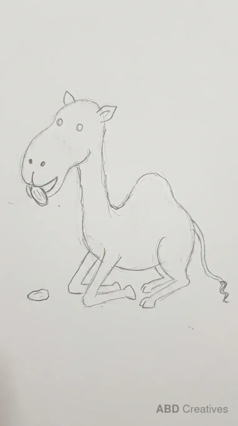 Child Drawing of Camel Eating Dates