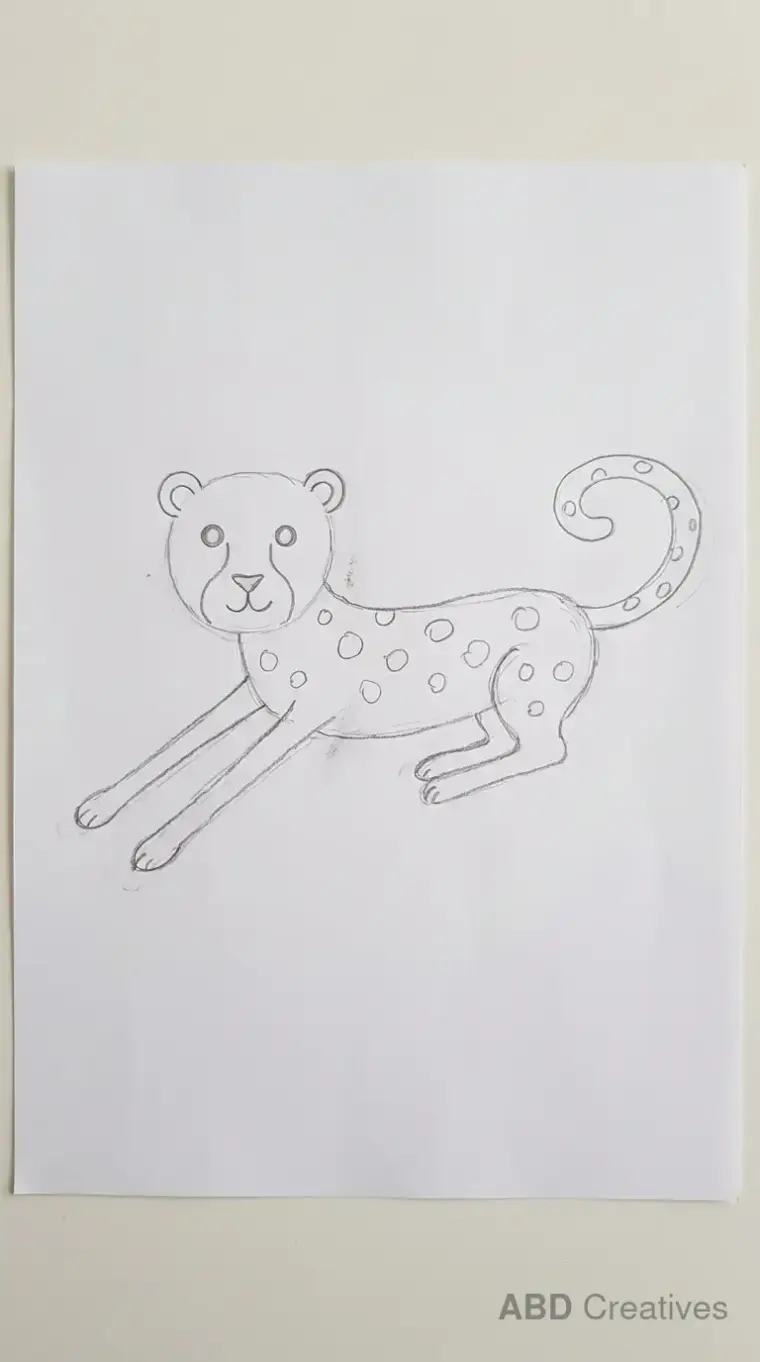 Child Drawing of Lying Cheetah