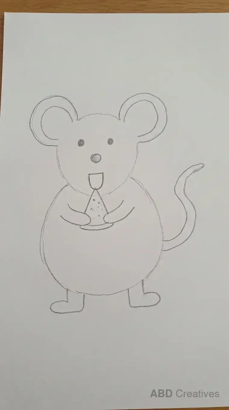 Mouse Eating Cheese Drawing