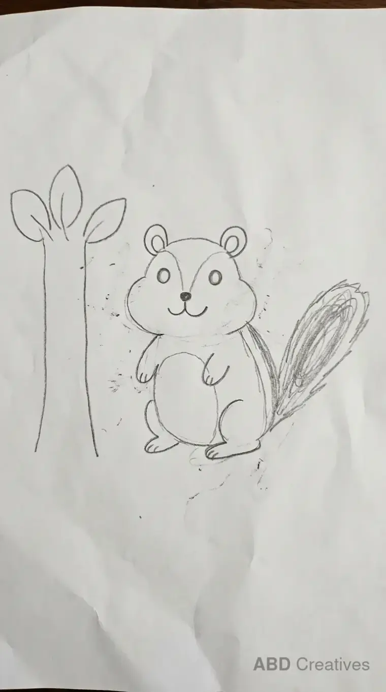 Child Drawing of a Chipmunk