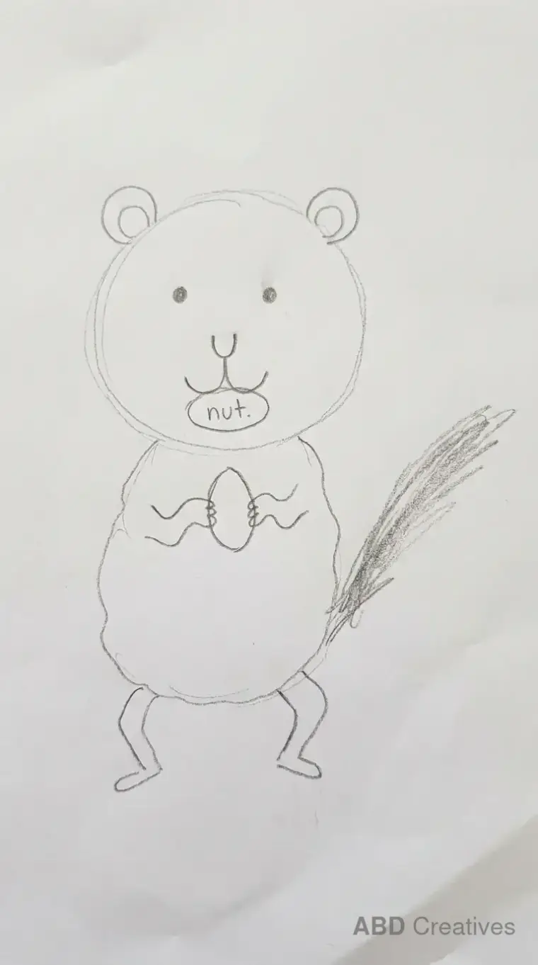 Child Drawing of a Chipmunk Eating