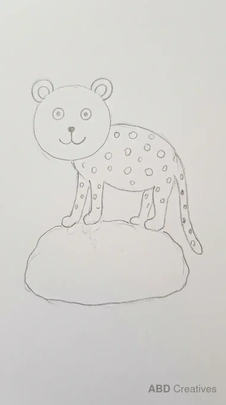 Child Drawing of Leopard Sitting