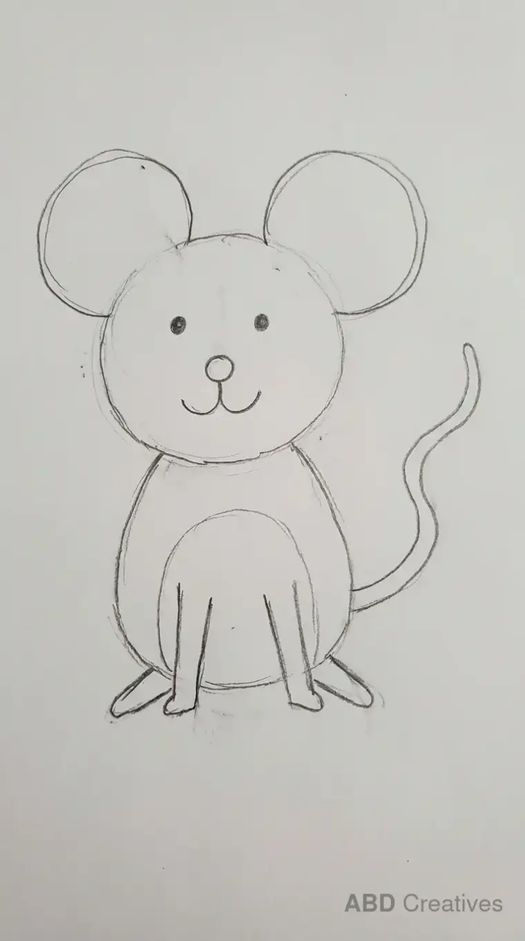 Cute Sitting Mouse Drawing
