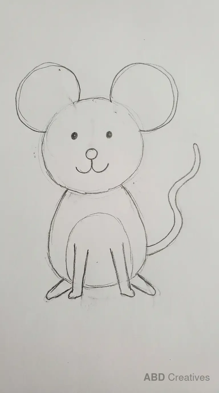 Cute Sitting Mouse Drawing