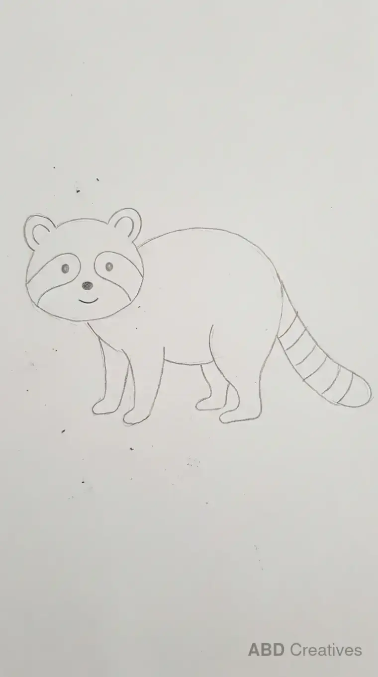Walking Raccoon Drawing for Kids