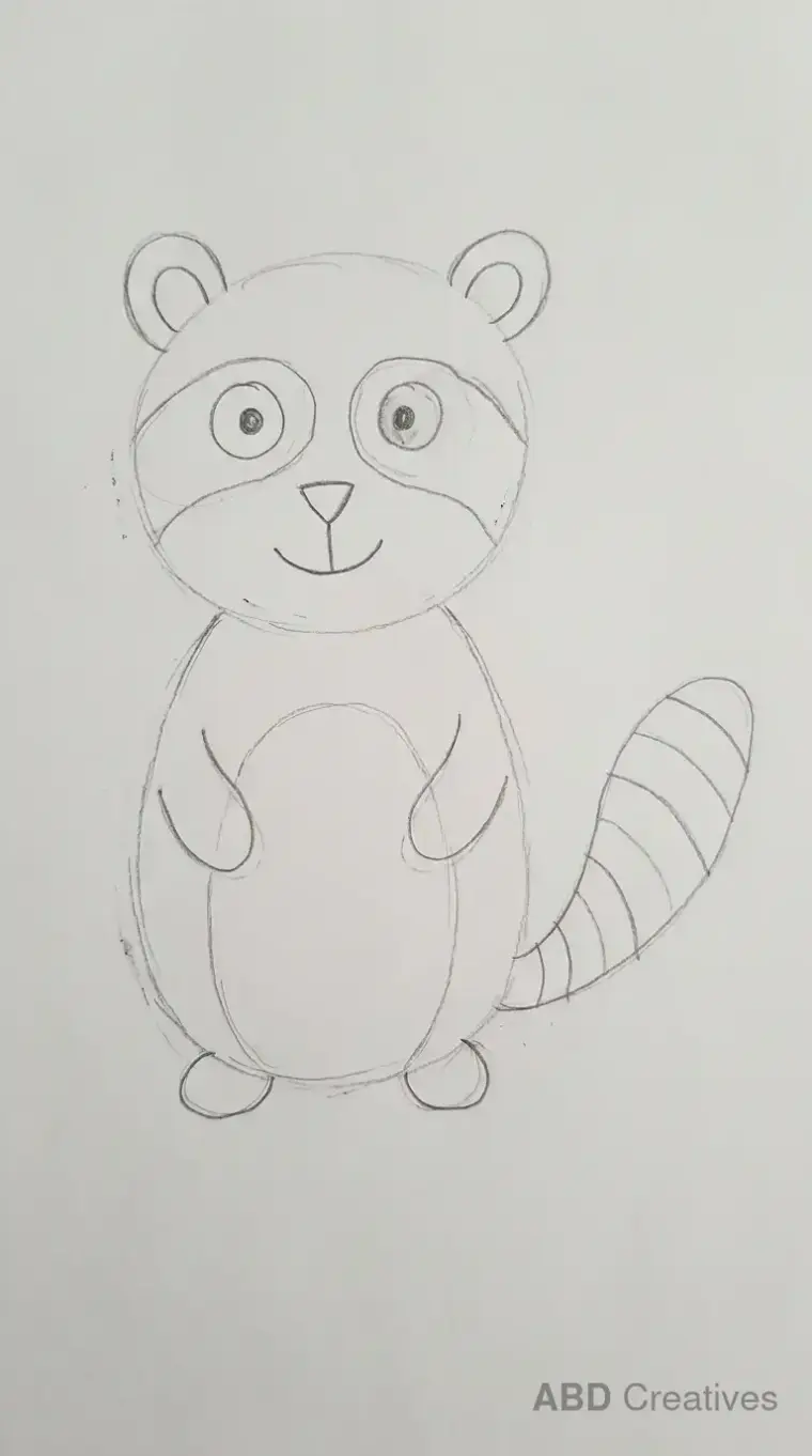 Simple Standing Raccoon Drawing