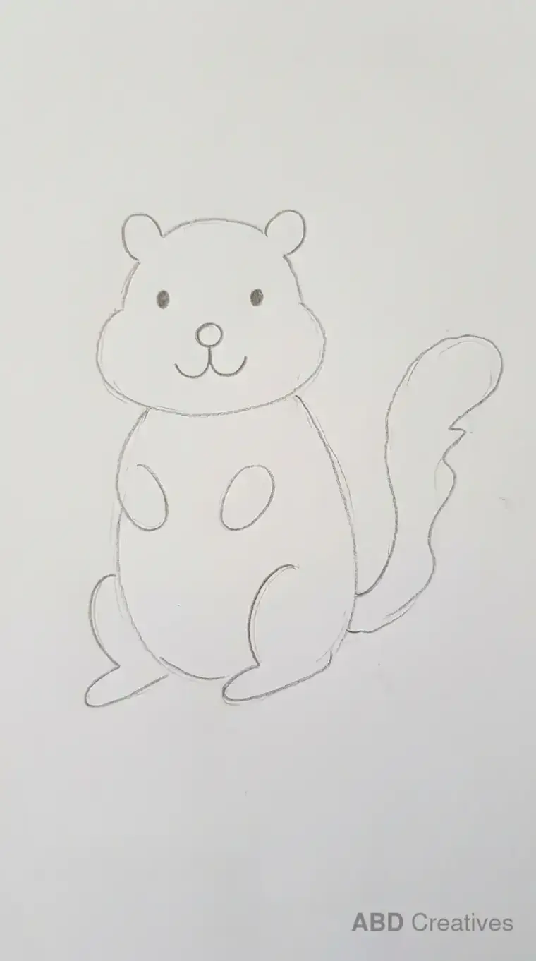 Child Drawing of a Sitting Chipmunk