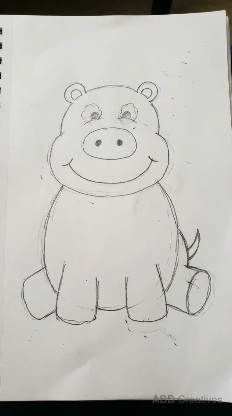 Simple Sitting Hippo Outline