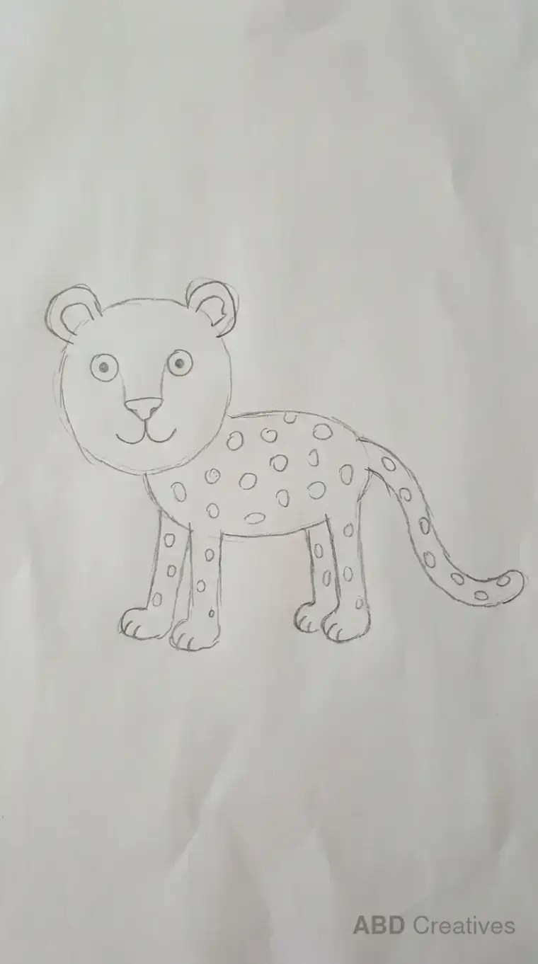 Child Drawing of Sitting Leopard