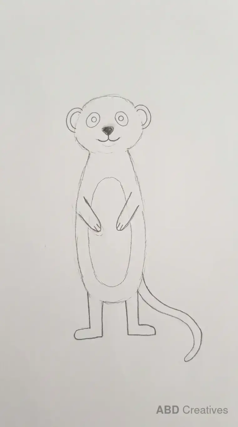 Child Drawing of Seated Meerkat