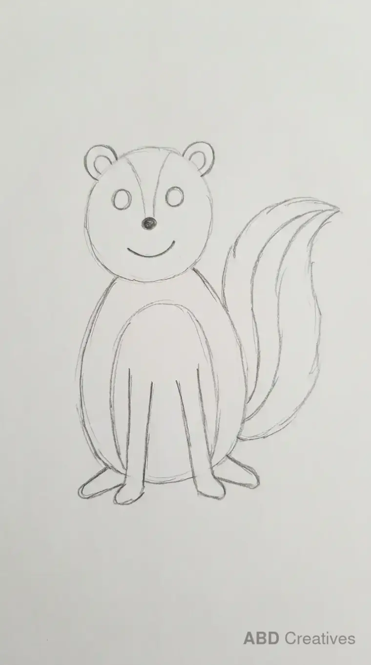Child Drawing of Skunk in Forest