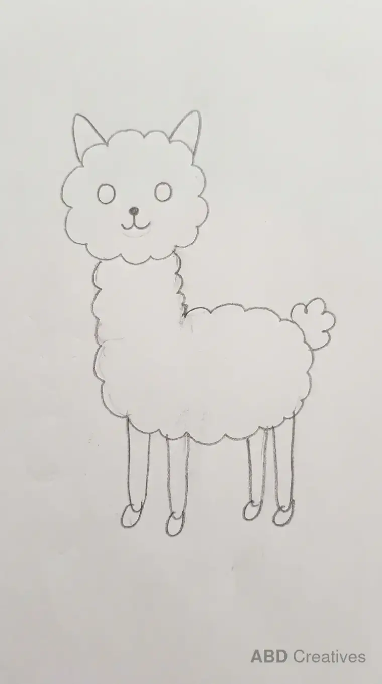 Child Drawing of Standing Alpaca
