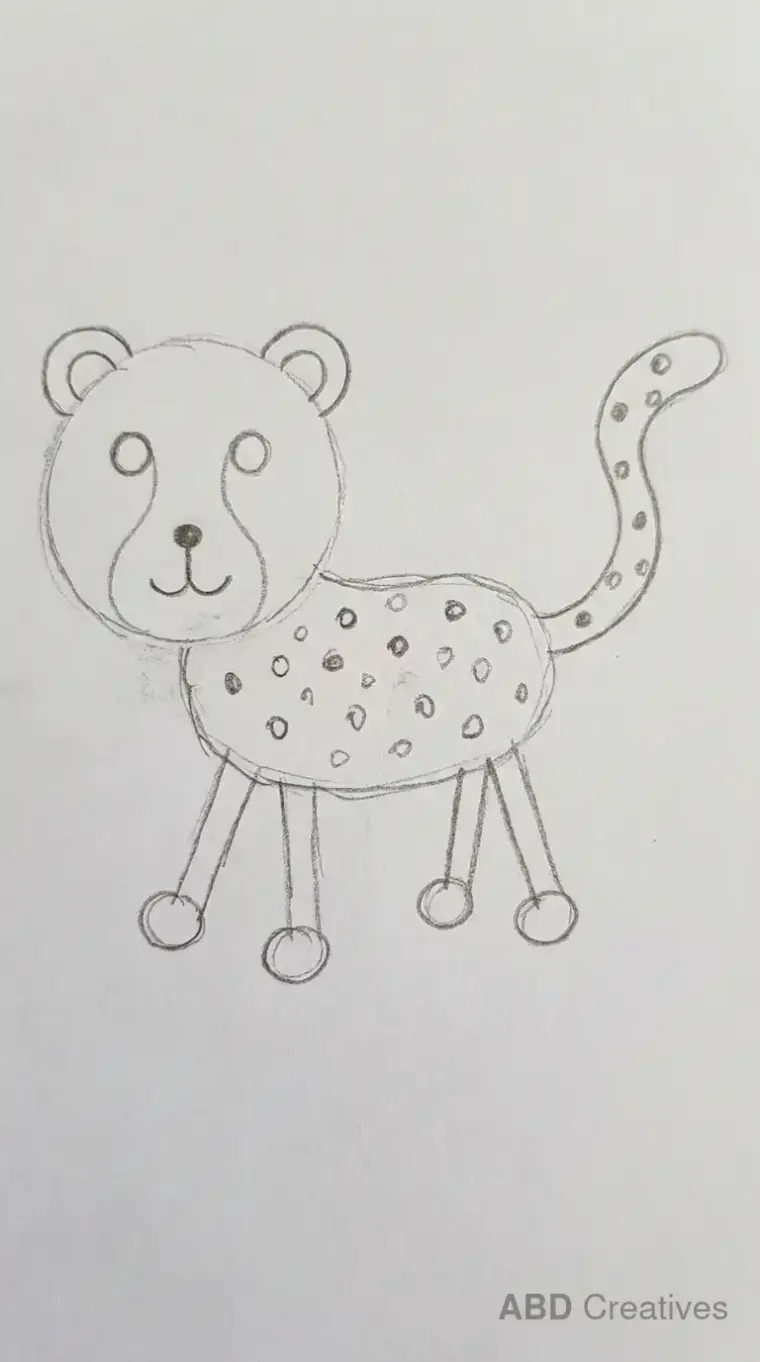 Child Drawing of Standing Cheetah