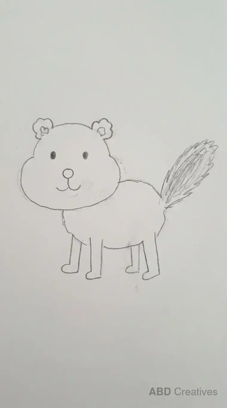 Child Drawing of a Standing Chipmunk