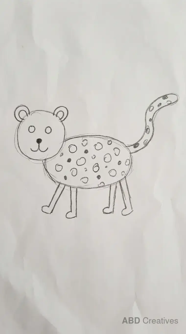 Child Drawing of Standing Leopard