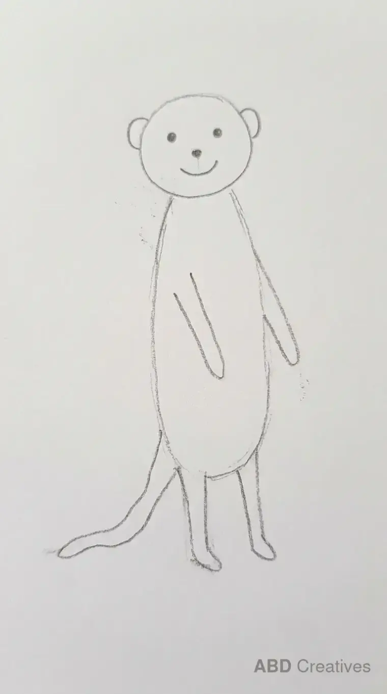 Child Drawing of Standing Meerkat