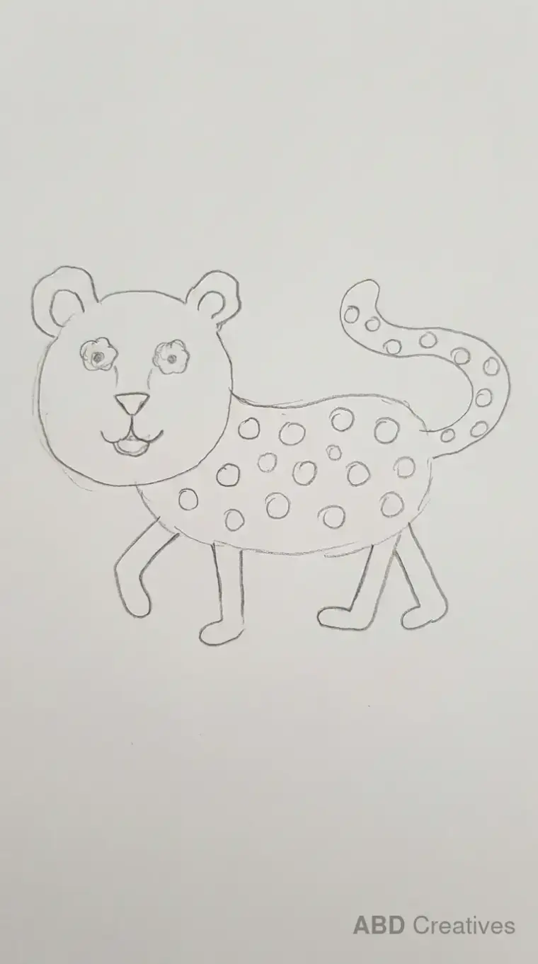 Child Drawing of Walking Leopard
