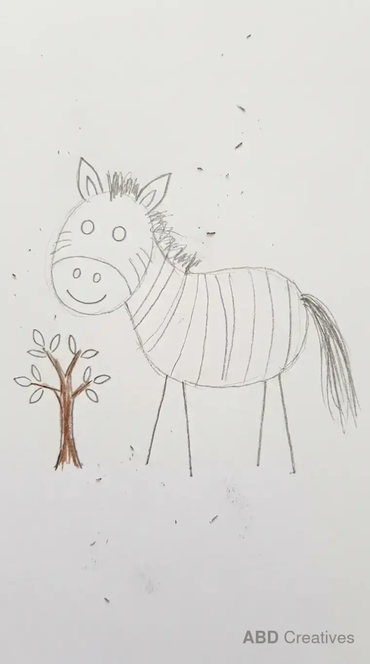 Zebra Standing by a Small Tree