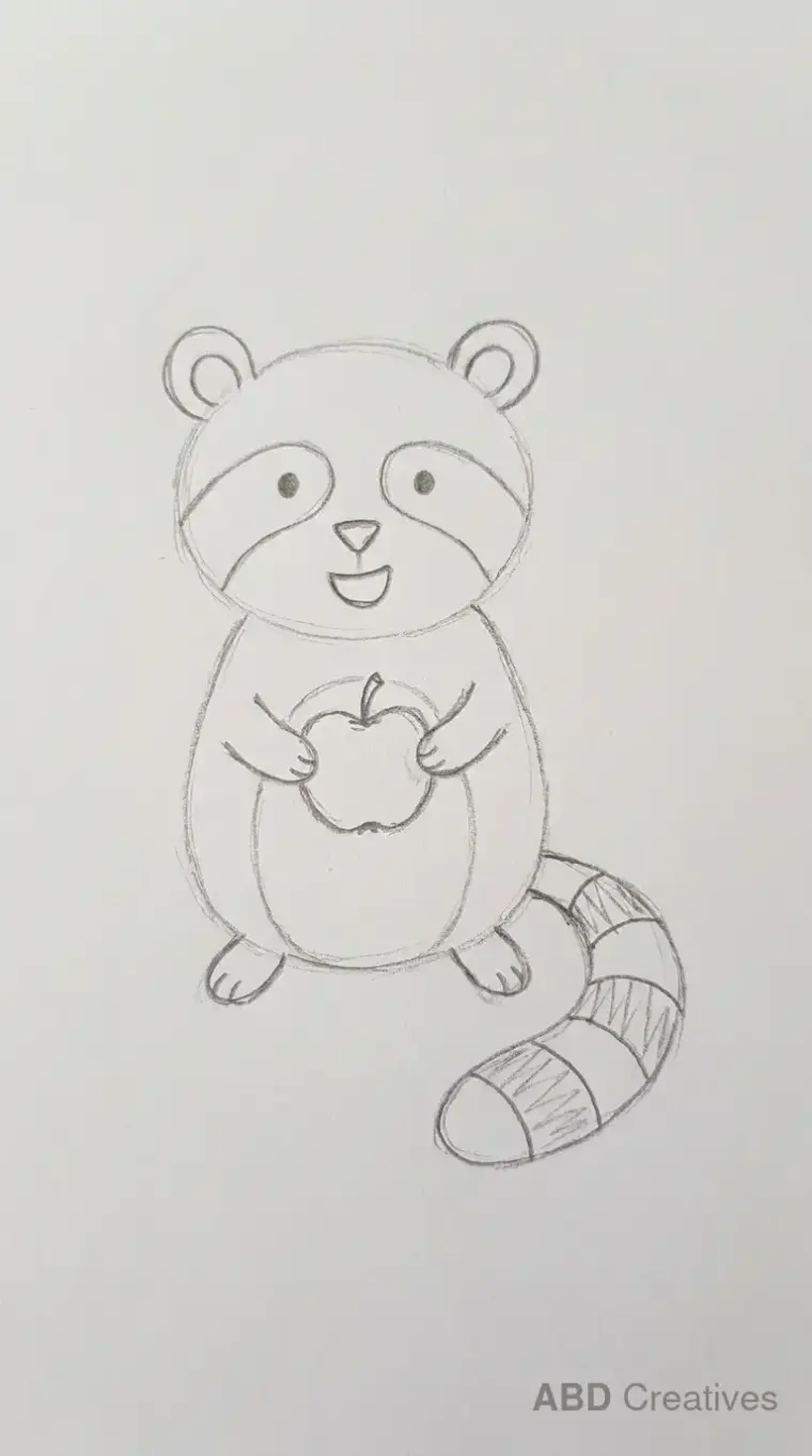 Raccoon Holding Apple Drawing