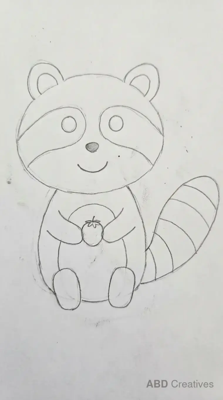 Raccoon Holding Berry Drawing