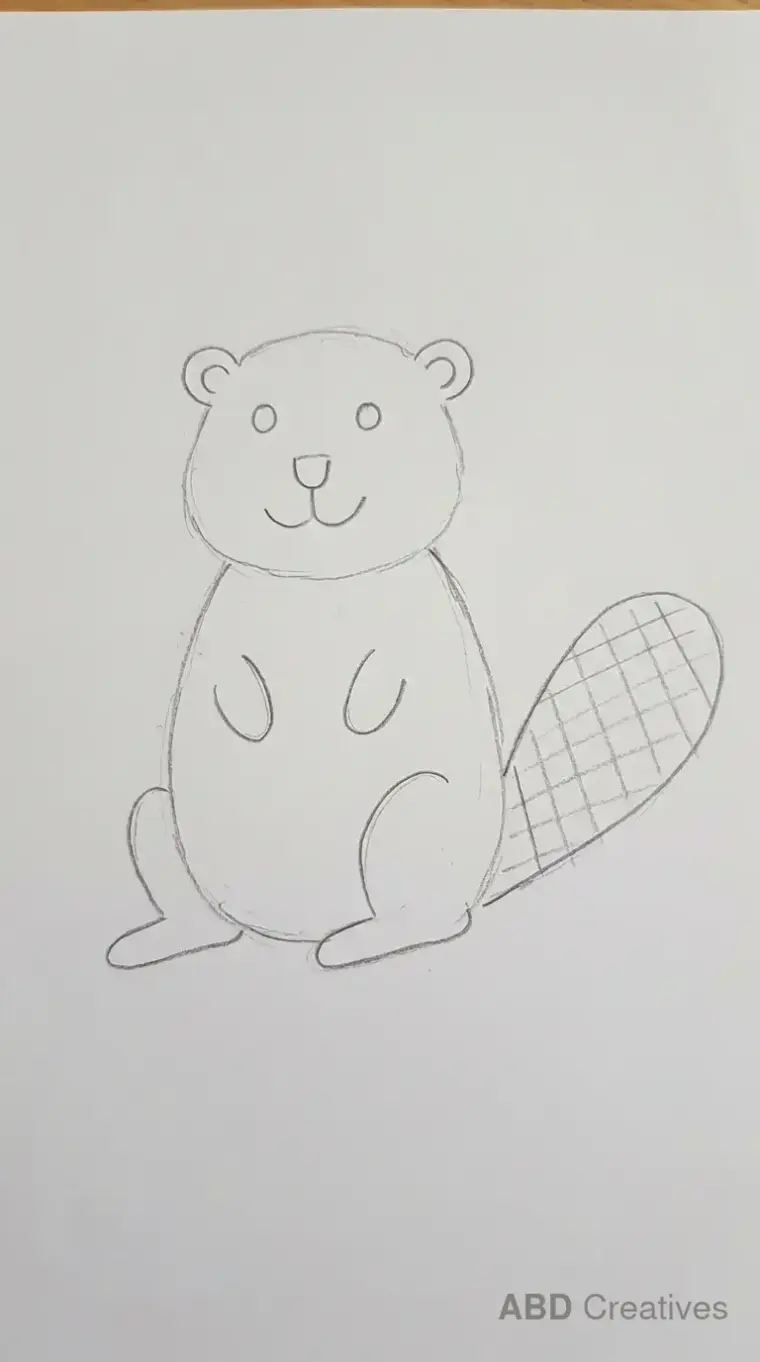 Sitting Beaver Child Drawing