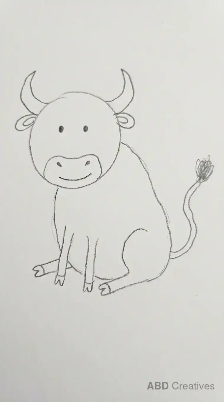 Child Drawing of Sitting Buffalo