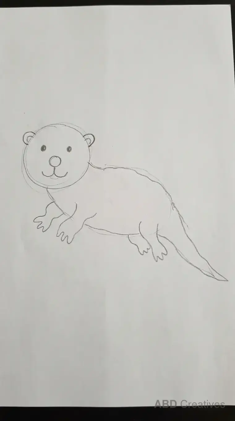 Swimming Otter Child Drawing