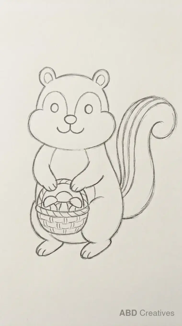 Chipmunk Carrying Mushroom Basket