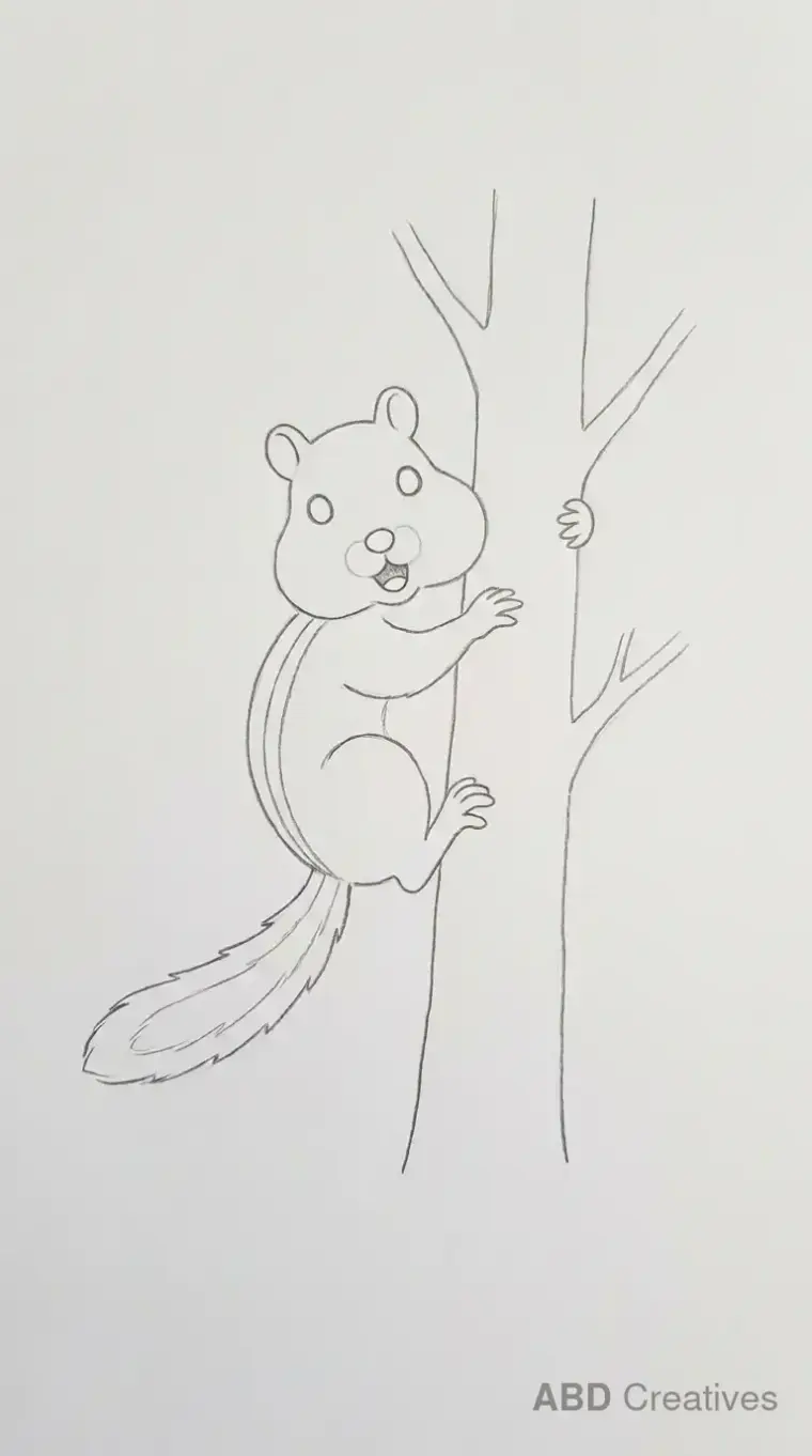 Chipmunk Climbing a Tree Trunk